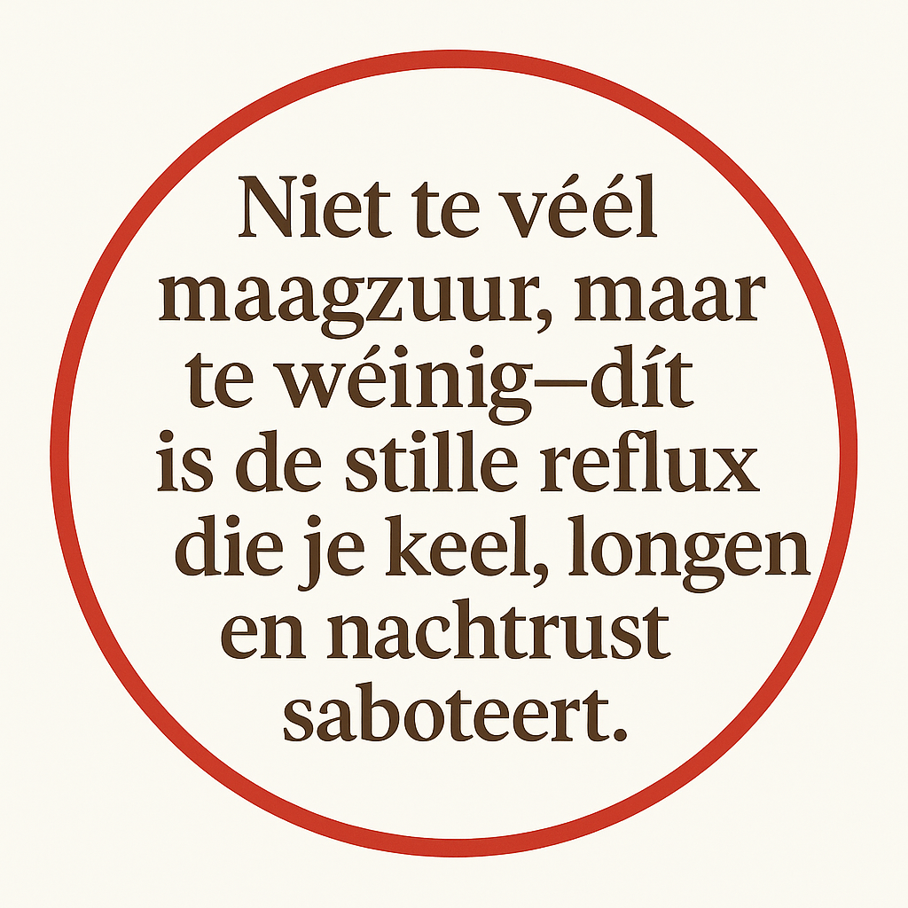 Niet te véél maagzuur, maar te wéínig—dít is de stille reflux die je keel, longen en nachtrust saboteert.